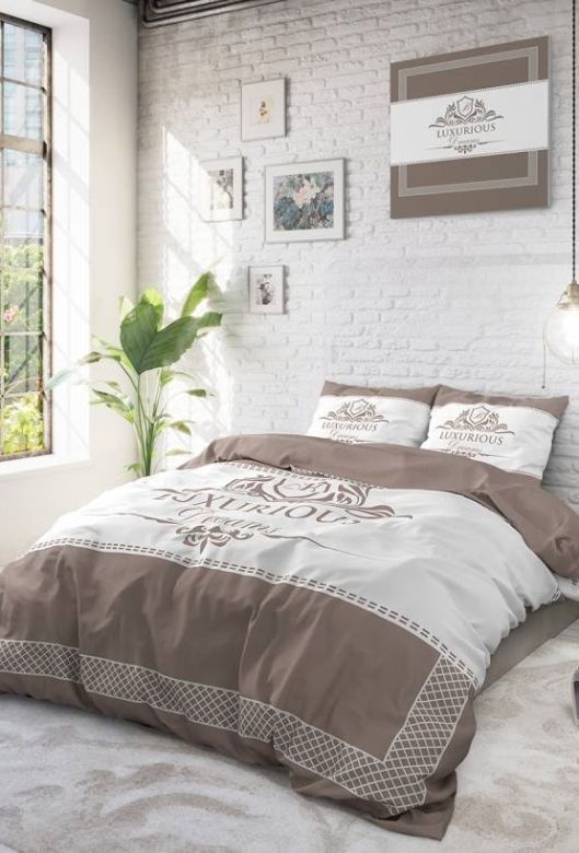Luxurious Dreams Taupe sengetøj sæt i Bomuld