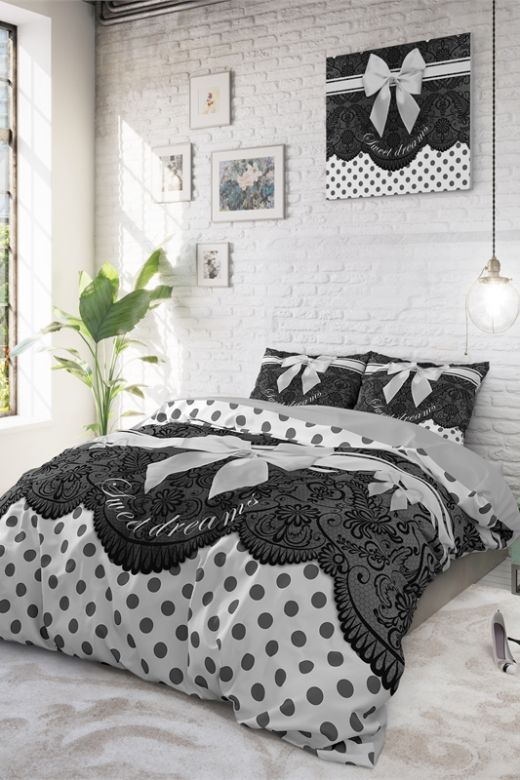 Sweet Dreams Grå sengetøj sæt i Bomuld