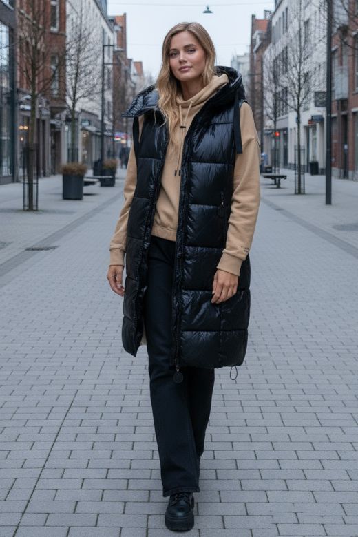 Dame mode Vinter vest model Lucca i Sort