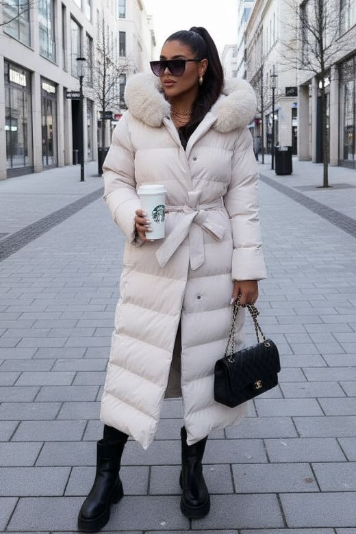 Dame vinter jakke model Diva i Beige