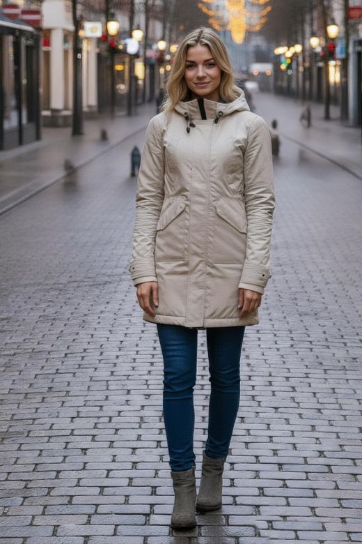 Dame Vinterjakke fra Danske Kopenhaken Mabel i Gray Sand