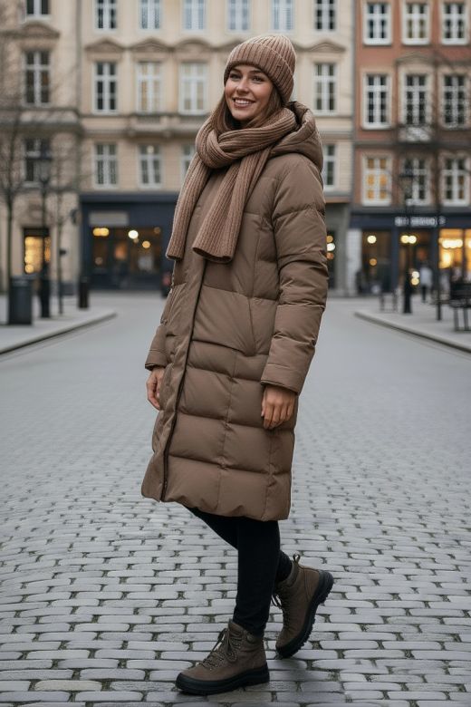 Dame Vinterjakke i flot Dansk design, Solara i Taupe Beige