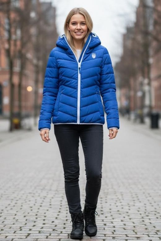 Sporty kort vintertjakke - Blue Jean