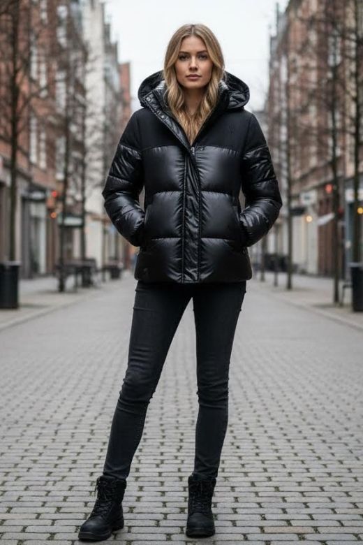 Dame dyne jakke Navahoo Sarafina i Sort