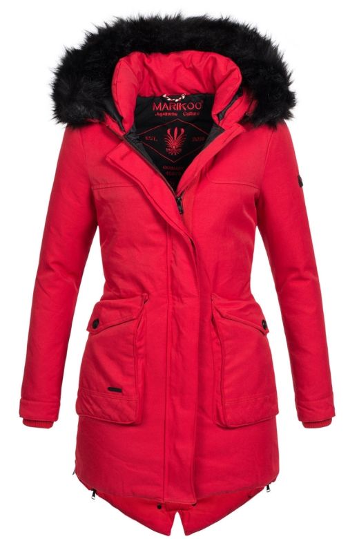 Dame vinterjakke med pels Franch Rød