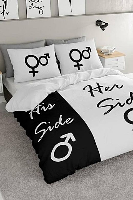 Hans side Hendes side sengetøj sæt i Bomuld - King Size