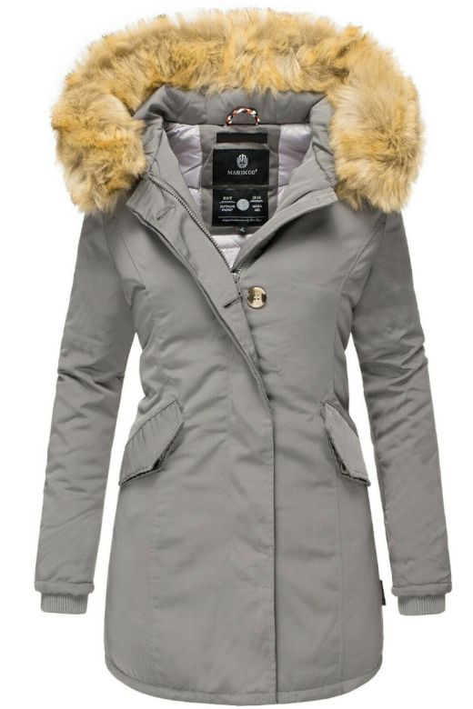Dame Vinterjakke med pels Karma i Grå