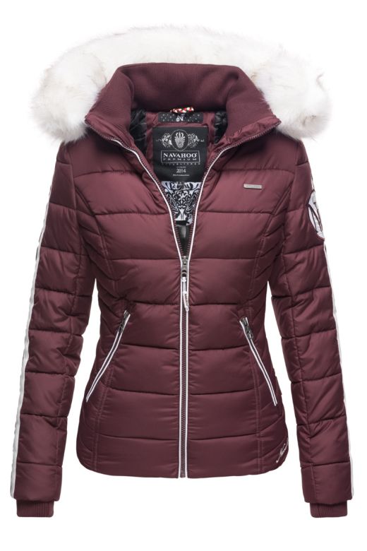 Dame vinterjakke med pels Kingaas - Wine
