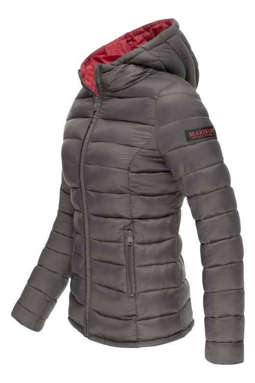 Dame dynejakke med hætte Lucy - Mørke Grå
