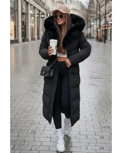 Dame vinter jakke model Carol i Sort / sort pels