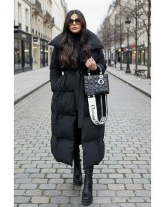 Dame Vinterjakke lang let Oversized i Sort