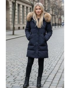 Dame Vinterjakke LUX Dun jakke Polar med stor pels 