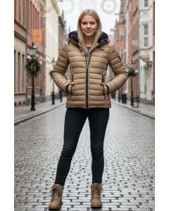 Dame jakke foret model Jaylaila i Taupe Beige