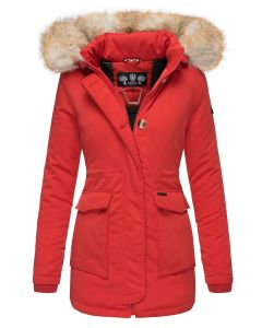 Dame vinterjakke med pels snow engel - Rød