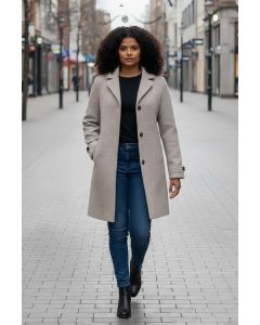 Flot Dame uld frakke i Beige