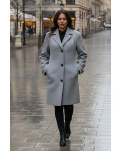 Flot Dame uld frakke i grå