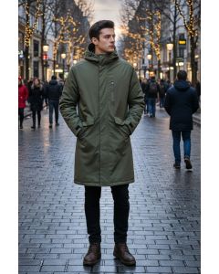Lang Herre Parka Vinter jakke model Farrell i Forrest Green