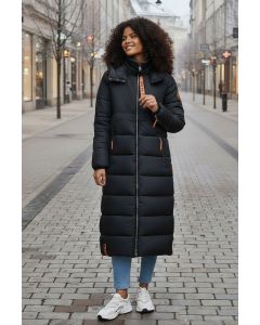 Lækker lang vinter jakke fra NAVAHOO - Krystal Blomst i Sort