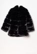 Pels jakke i fake fur med hætte i sort