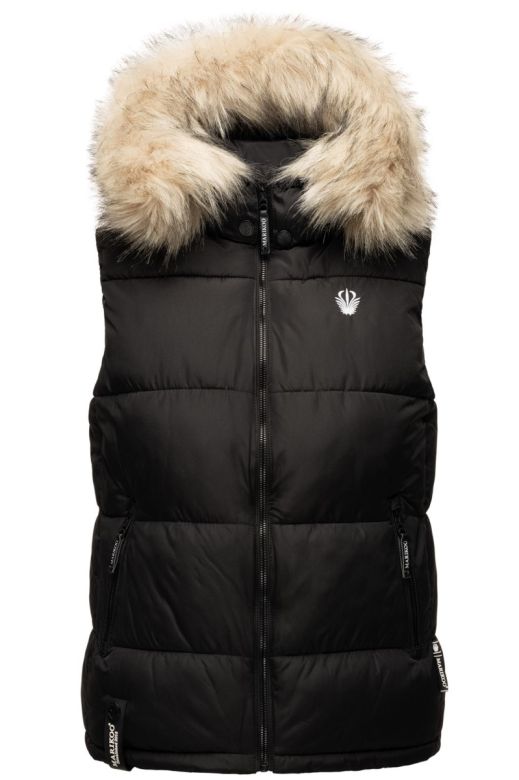Dame dyne vest med pels model Snefnug i Sort