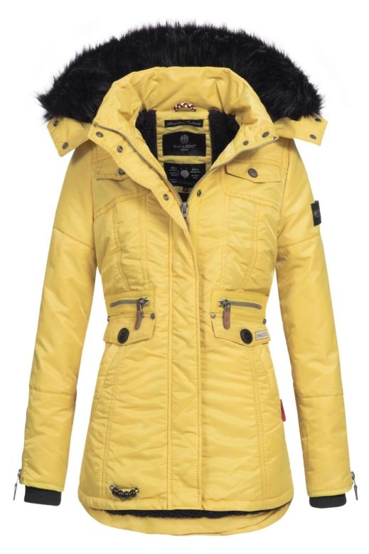 Dame Vinterjakke med pels skat Gul