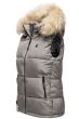 Dame dyne vest med pels model Snefnug i Grå
