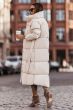 Dame Vinterjakke lang let Oversized - Beige