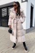 Dame Vinterjakke lang let Oversized - Beige