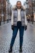 Dame dyne vest med pels model Snefnug i Grå