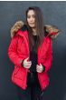 Dame Vinter jakke med sort pels - Kugel Rød